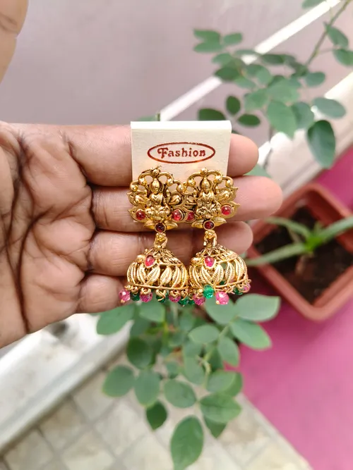 Matte jhumka multibeads drop